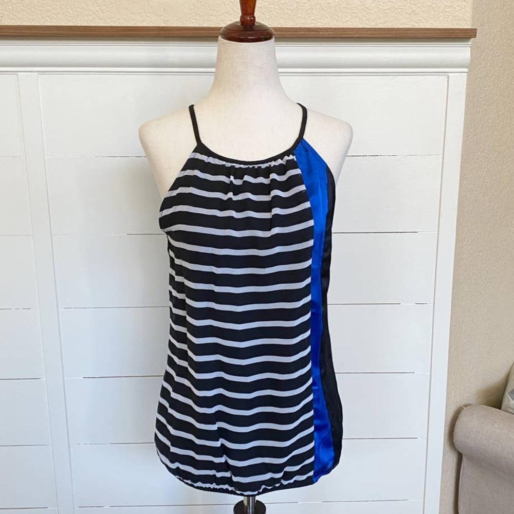 Express Black and Blue Striped Tank Top